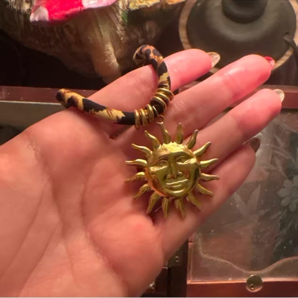 Celestial Radiance The Sun Goddess Statement Leopard Cord  Necklace